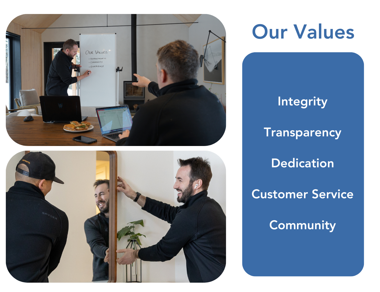 An infographic detailing Property Valet's dedication to service and their core values